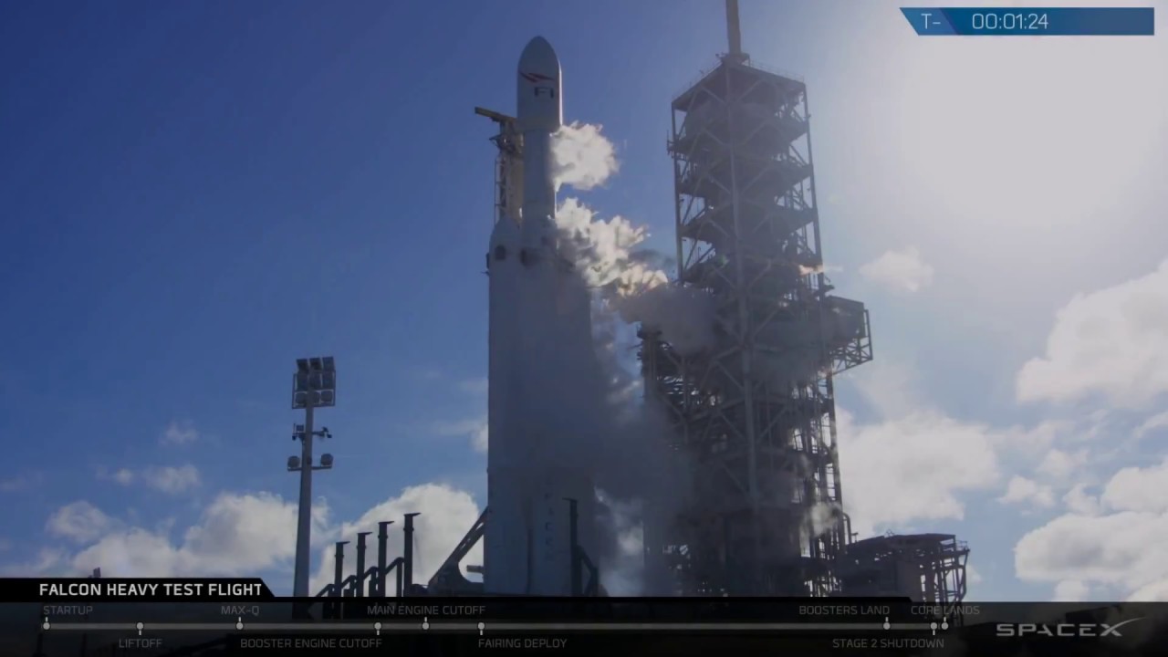 Falcon Heavy launch (Interstellar 'No Time For Caution' music)