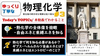 【大学物理化学 3 】 物理化学の全体図を俯瞰して何を理解するかの方向性を明らかに。自由エネルギーの種類とエントロピー(束縛エネルギー) 「ゆっくり丁寧」