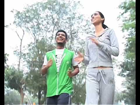 supermodel preeti desai jogging on tv9 mumbai with...