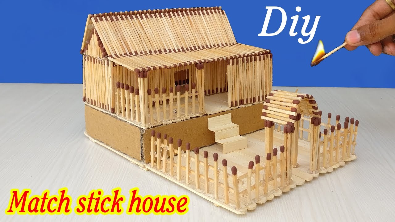 Diy - how to make match house fire at home - match Stick house - YouTube