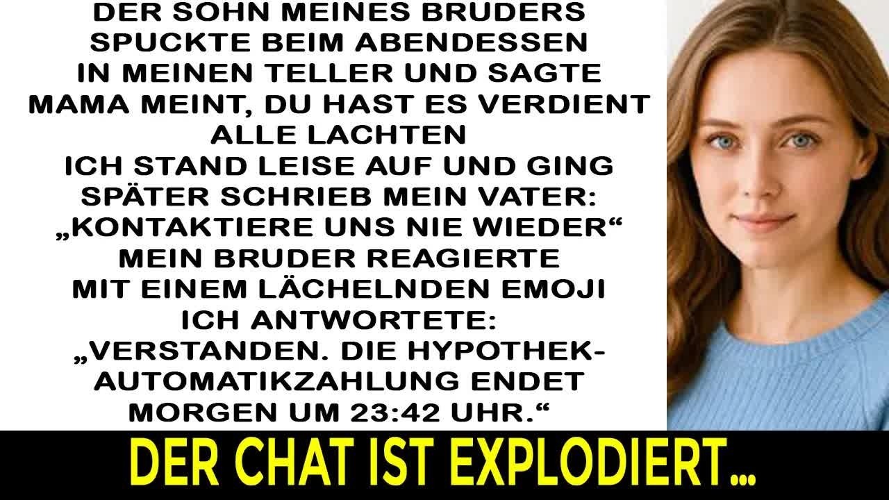 Der Sohn meines Bruders spuckte auf meinen Teller und sagte： „Papa meint, du hast es verdient “