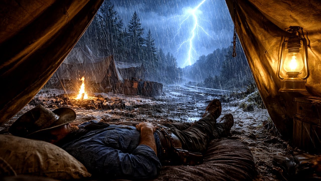 Артур Кемпинг на айсберге, Когда погода сильный дождь и гроза,Камин |RDR2 ASMR