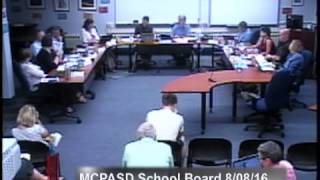 MCPASD School Board Meeting - August 8 2016