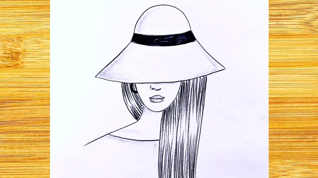 How to draw a Girl wearing hat step by step/ Pencil sketch tutorial for ...