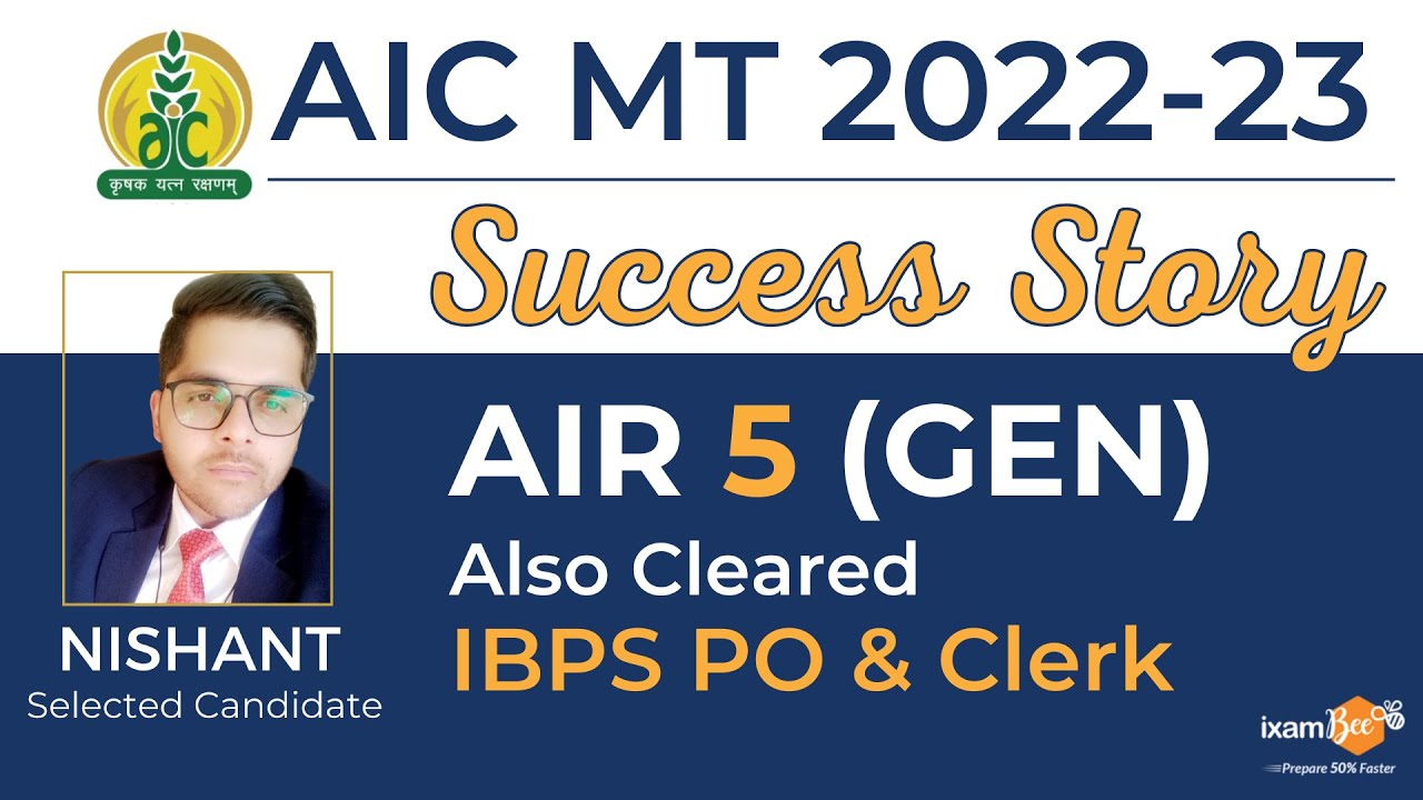 AIC MT 2022-23 Success Story | AIC Success Story | AIC MT Selected Candidate Nishant (AIR 5)