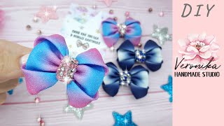 Бантики малышки из ленты градиент 2,5 см МК🎀 Bow from grosgrain ribbon 2,5 cm 🎀 Laço mini de fita №5