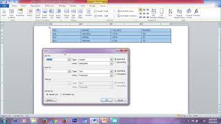 How to sort the data of a table