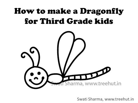 How to Draw a Dragonfly for 3rd Grade kids in 60 seconds