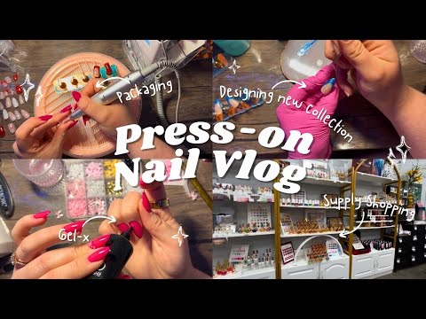 Press-on nail vlog | designing new collection | nail supply shopping | packing nails