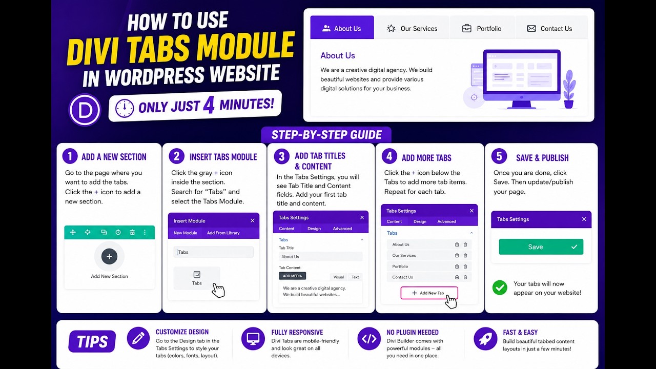 How to use Divi Tabs Module in WordPress Website - YouTube