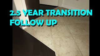 Tile to Hardwood Floor Transition Ideas. 2.5 Years Later.