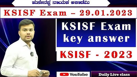 KSISF SI Key Answers- 2023 (29/01/2023) || Sudarshan