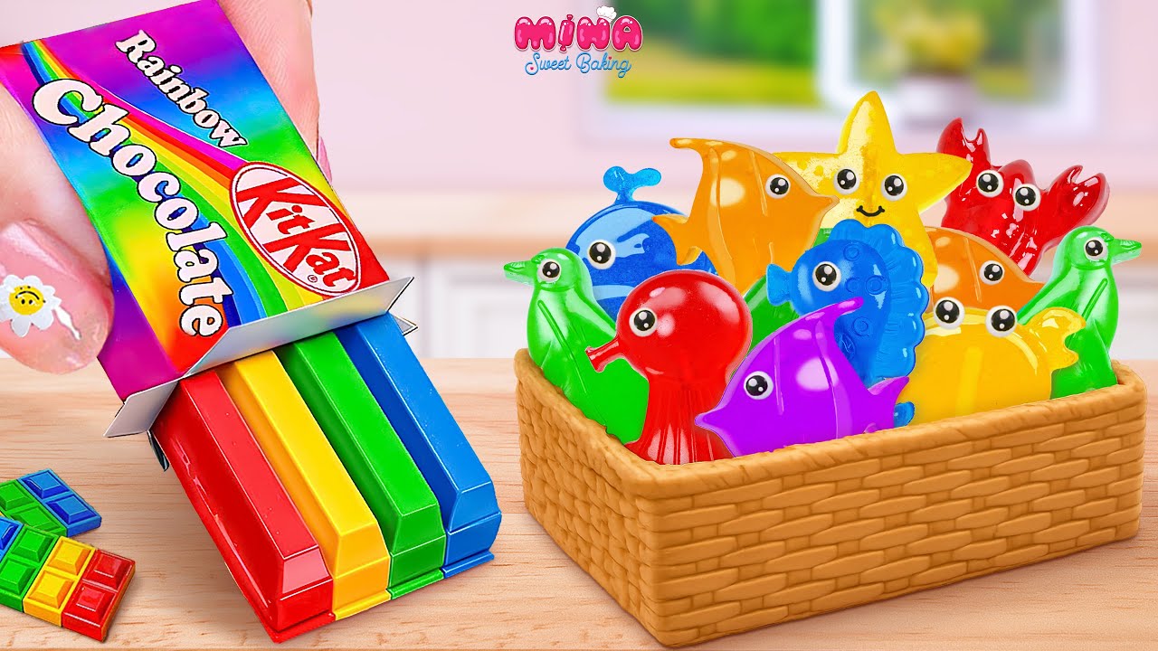 🐙Deep Sea Animal Jelly vs Rainbow KitKat Cake🍰Amazing Ocean Miniature Jelly | Mina Sweet Baking