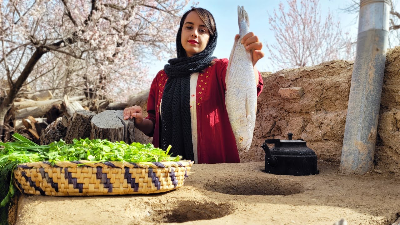 Stuffed Fish for celebrating Persian New Year.سبزی پلو با ماهی سال نو