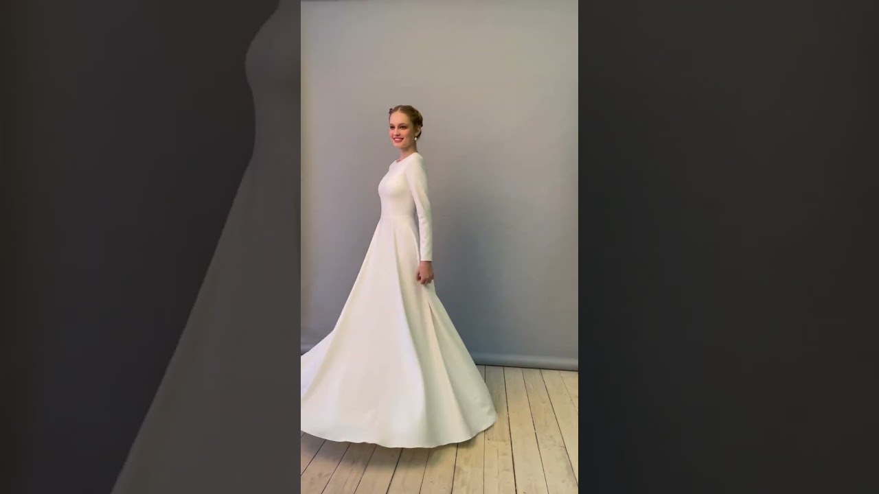 Modest wedding dress with long sleeves - Elina