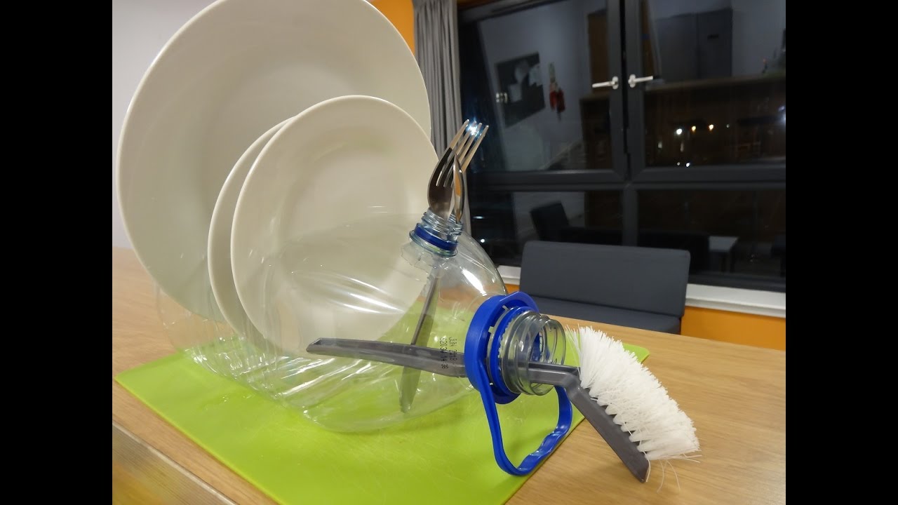 DIY Dish Rack | Upcycled Plastic Bottles | greenlifehacks.net - YouTube