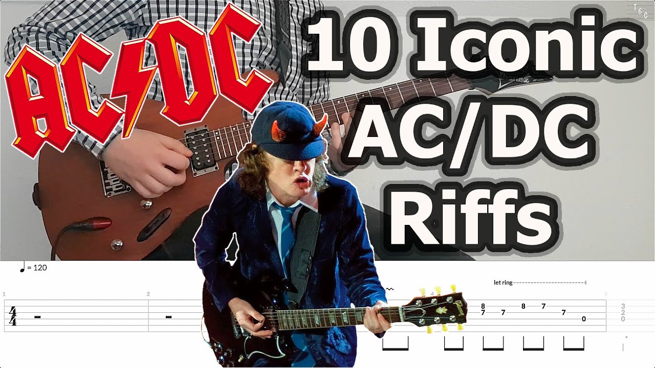 10 Iconic AC/DC Riffs Guitar Tabs Tutorial YouTube
