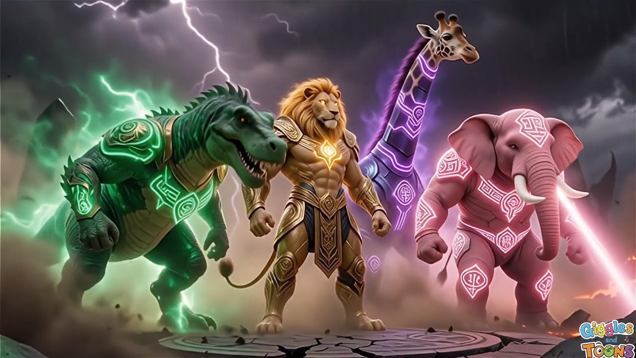 ABC Prehistoric Safari Animals Sounds Song | Fantasy Superhero animals for kids | Giggles and Toons