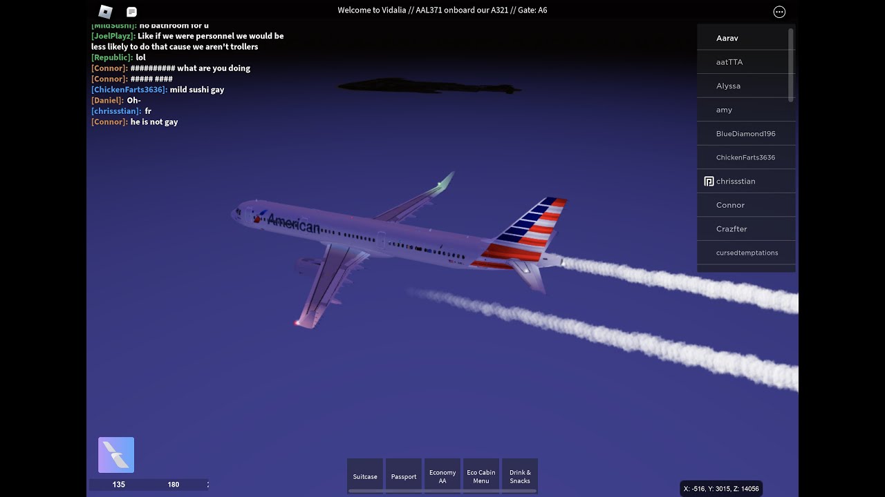 Roblox American Airlines Full Flight Airbus A321 200 Economy Vidalia 