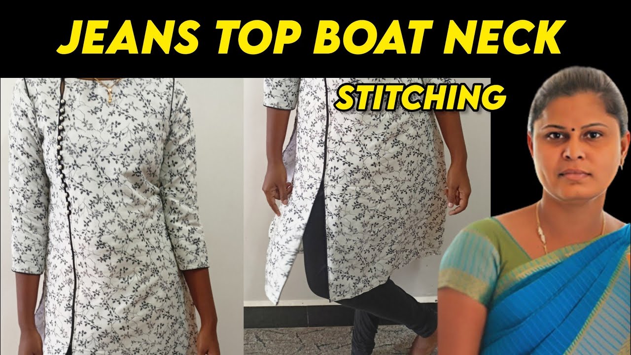 Jeans Top Boat Neck Stitching Easy Method 😉 ️ Dream Chudithar YouTube