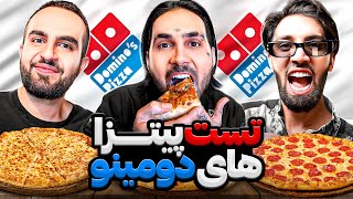 تست تمام پیتزاهای دومینوز با پوتک 😍😈 Eating EVERY ITEM on the domino's Pizza MENU!