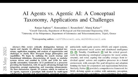 AI Agents vs. Agentic AI: A Conceptual Taxonomy, Applications and Challenges