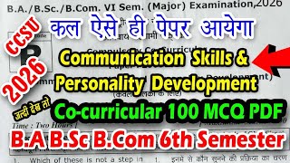 Communication Skills Personality Development 6th semester Co-curricular ba bsc top 100 MCQ pdf ccsu