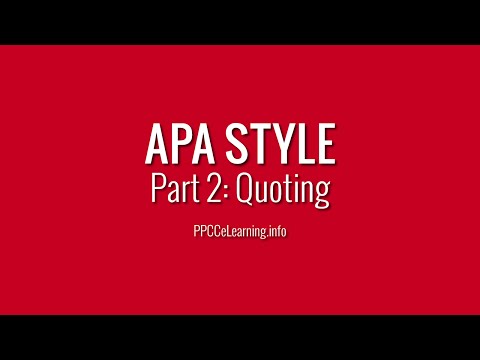 APA Style | Part 2: Quoting
