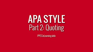 APA Style | Part 2: Quoting