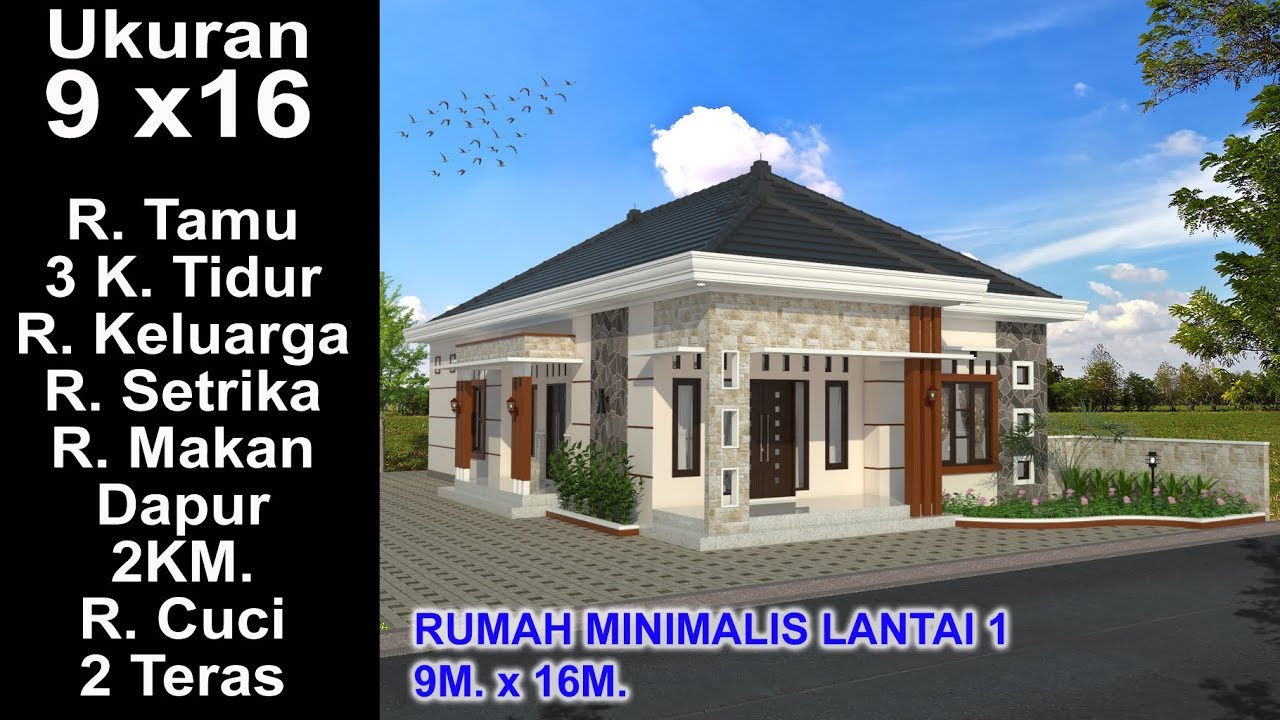 Modern House 9x16 K Tidur Desain Rumah Minimalis Lantai 1 Youtube