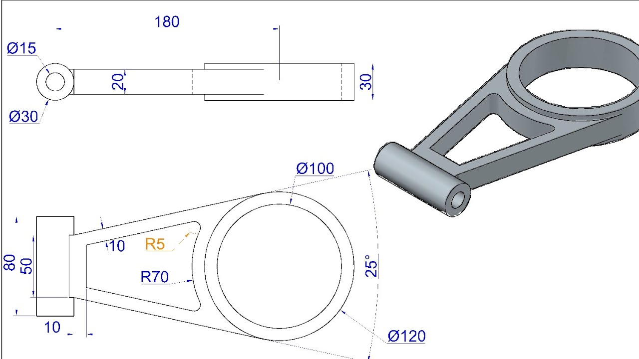 3D Autocad Practice Mechanical Drawing (3D EXERCISES 825) - YouTube