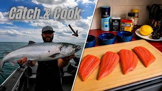 INSANE Coho Salmon Fishing + BONUS KING! (Catch & Cook)
