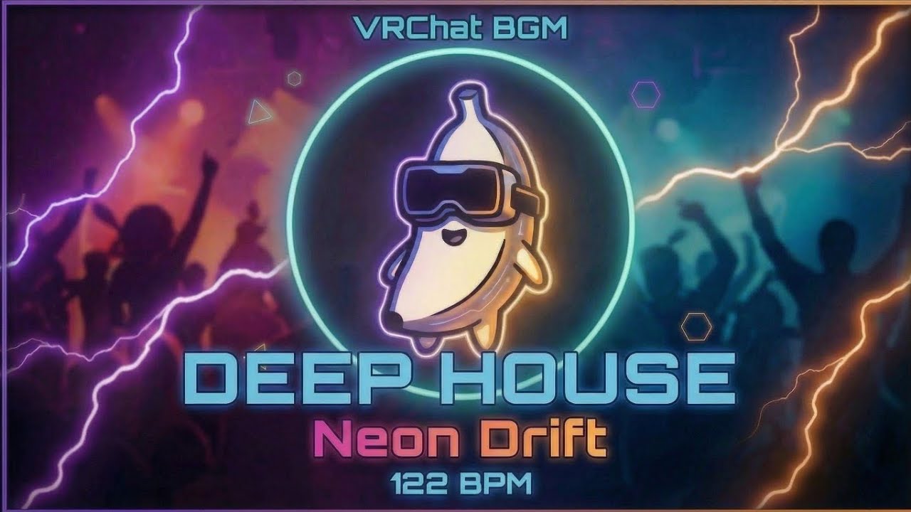 【VRChat BGM] Neon Drift | Deep House (122 BPM) | No Talking | VRChat Club Music