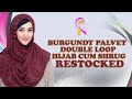 Burgundy palvet double loop hijab cum shrug   restocked  hijab style 2022  hijabeaze by urooj