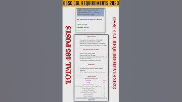 OSSC CGL REQUIREMENTS 2023//SSC CGL 2024//SSC CGL#shorts #viral #jobnotification
