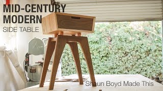 Watch me make a mid-century modern side table real quick. More info: http://www.shaunboydmadethis.com/gus-end-table http://