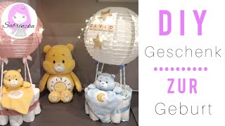 DIY Geschenk zur Geburt, Babygeschenk, Windeltorte, Windelwagen, Windel- Ballon, Babyshower