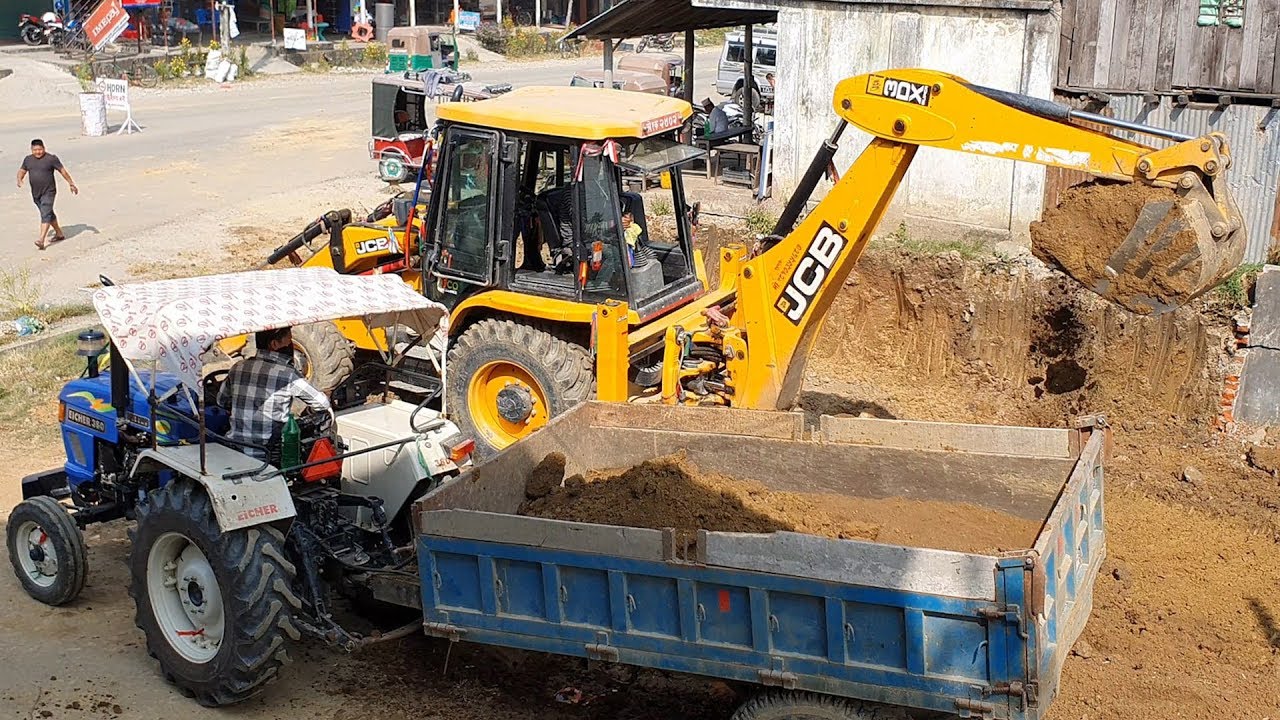 JCB Amazing Work JCB Digging Field For Home Construction and Loading