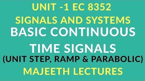 EC8352 SIGNALS AND SYSTEMS BASIC CONTINUOUS TIME SIGNALS-I