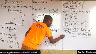 FUNDAMENTAL TRIGONOMETRIC IDENTITIES (Definition, Derivation) WELL EXPLAINED #ganiyuabubakar #maths screenshot 5