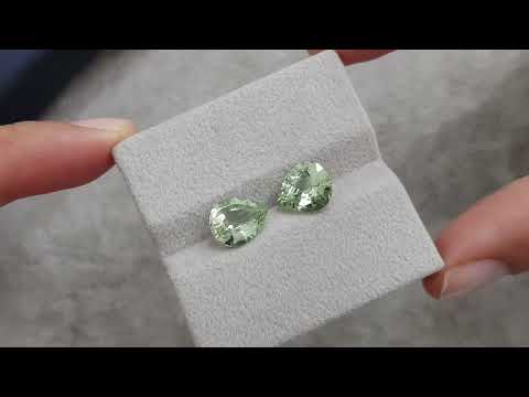 Pair of rare green beryl in pear cut 4.03 carats, Nigeria Video  № 2