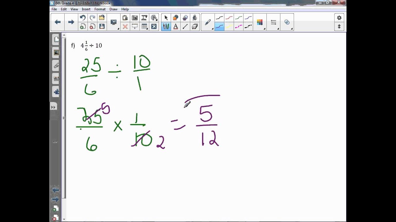 6th Grade 48 Divide Mixed Numbers YouTube