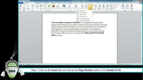 Adding a Page Number - Advance Formatting in MS Word 2010 - Class 4- Chapter 4-Part 6