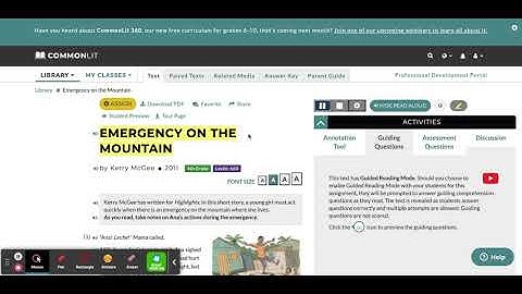 CommonLit | Emergency on the Mountain | Free Reading Passages and Literacy Resources