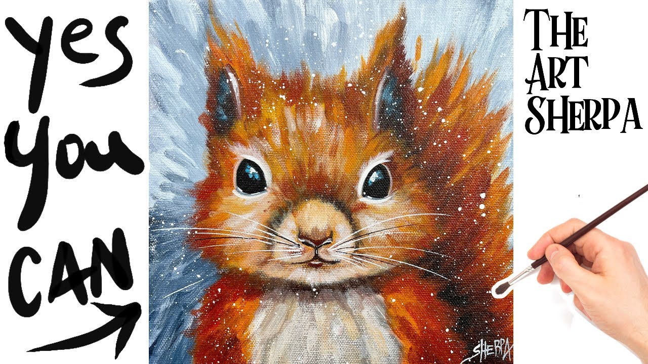 Easy Fluffy Squirrel 🌟🎨 How to paint acrylics for beginners Paint