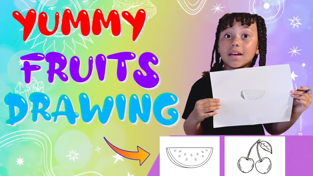 "Fun Fruit Drawing for Kids | Easy Watermelon 🍉 & Cherry 🍒 Step by Step ...