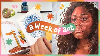 A Week of Art | Oil painting, Making my own sketchbook and filling it!