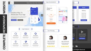 Complete Responsive App Landing Page Website Design [ HTML CSS JS ] - Step By Step