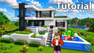 How To Build MODERN HOUSE Tutorial In Minecraft — JJ VS MIKEY Challenge — Maizen Parody