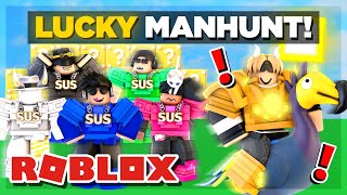 Roblox Bedwars Speedrunner VS 5 Hunters! (Lucky Block Manhunt)